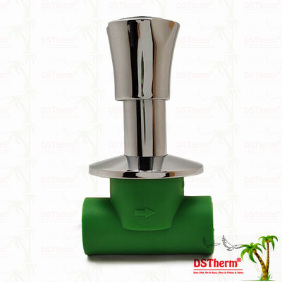 PN25 PPR স্টপ ভালভ 20-40 মিমি ক্রোম প্লেটেড, অ্যান্টি-স্লিপ হ্যান্ডেল সহ