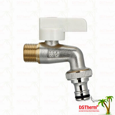 কাস্টমাইজড উপাদান এবং 1/2 "* 3/4" স্পেসিফিকেশন সঙ্গে Ergonomic সাদা প্লাস্টিক হ্যান্ডেল Bibcock কল