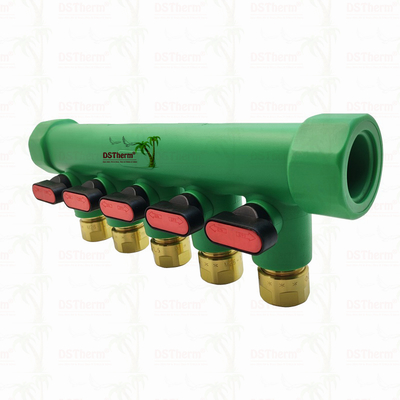 গরম পানি লাল 5 উপায় সঙ্গে PPR Manifolds বোল ভালভ কাস্টমাইজড লোগো এবং রঙ 25mm