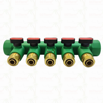 গরম পানি লাল 5 উপায় সঙ্গে PPR Manifolds বোল ভালভ কাস্টমাইজড লোগো এবং রঙ 25mm