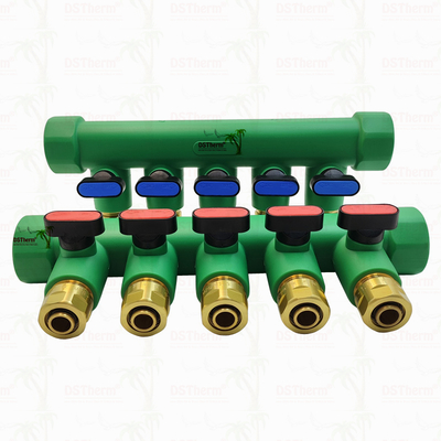 গরম পানি লাল 5 উপায় সঙ্গে PPR Manifolds বোল ভালভ কাস্টমাইজড লোগো এবং রঙ 25mm