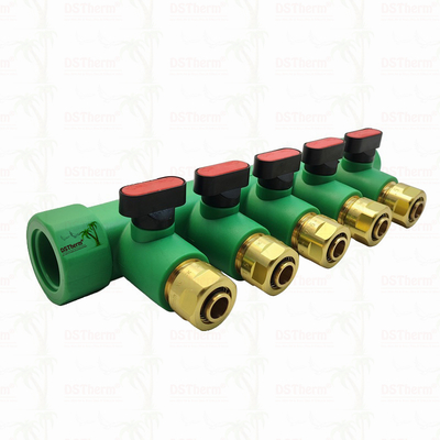 গরম পানি লাল 5 উপায় সঙ্গে PPR Manifolds বোল ভালভ কাস্টমাইজড লোগো এবং রঙ 25mm