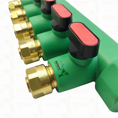 গরম পানি লাল 5 উপায় সঙ্গে PPR Manifolds বোল ভালভ কাস্টমাইজড লোগো এবং রঙ 25mm