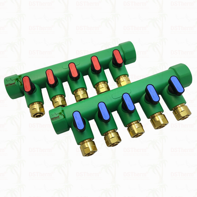 গরম পানি লাল 5 উপায় সঙ্গে PPR Manifolds বোল ভালভ কাস্টমাইজড লোগো এবং রঙ 25mm