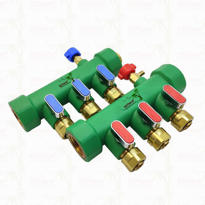 গরম এবং ঠান্ডা জল সঙ্গে পিপিআর Manifolds নীল 3 উপায় Manifolds কাস্টমাইজড লোগো এবং রঙ 25mm