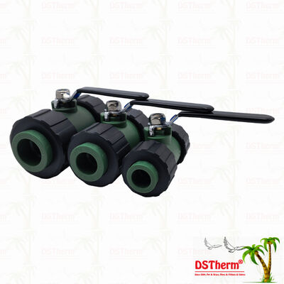 পিপিআর ডাবল ইউনিয়ন বল ভালভ উইথ ব্রাস বল আয়রন হ্যান্ডেল ২০-৬৩মিমি কাস্টমাইজড লোগো