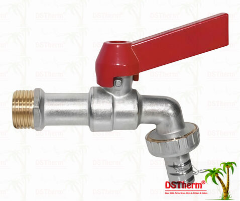 নিকেল প্লাস্টিক ভারী দায়িত্ব ক্লাসিক সোজা অ্যালুমিনিয়াম হ্যান্ডেল Bibcocks জল স্পুট কল জল কল স্পুট 1/2 "