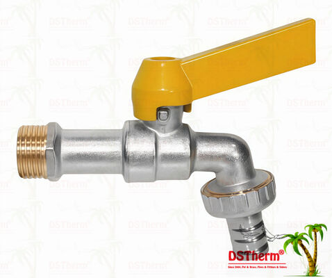 নিকেল প্লাস্টিক ভারী দায়িত্ব ক্লাসিক সোজা অ্যালুমিনিয়াম হ্যান্ডেল Bibcocks জল স্পুট কল জল কল স্পুট 1/2 "