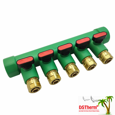 গরম পানি লাল 5 উপায় সঙ্গে PPR Manifolds বোল ভালভ কাস্টমাইজড লোগো এবং রঙ 25mm